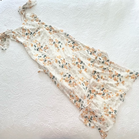 NWOT Lulus Shadow Blooms Cream Floral Print Ruffled Maxi Dress XS Small - Picture 6 of 16